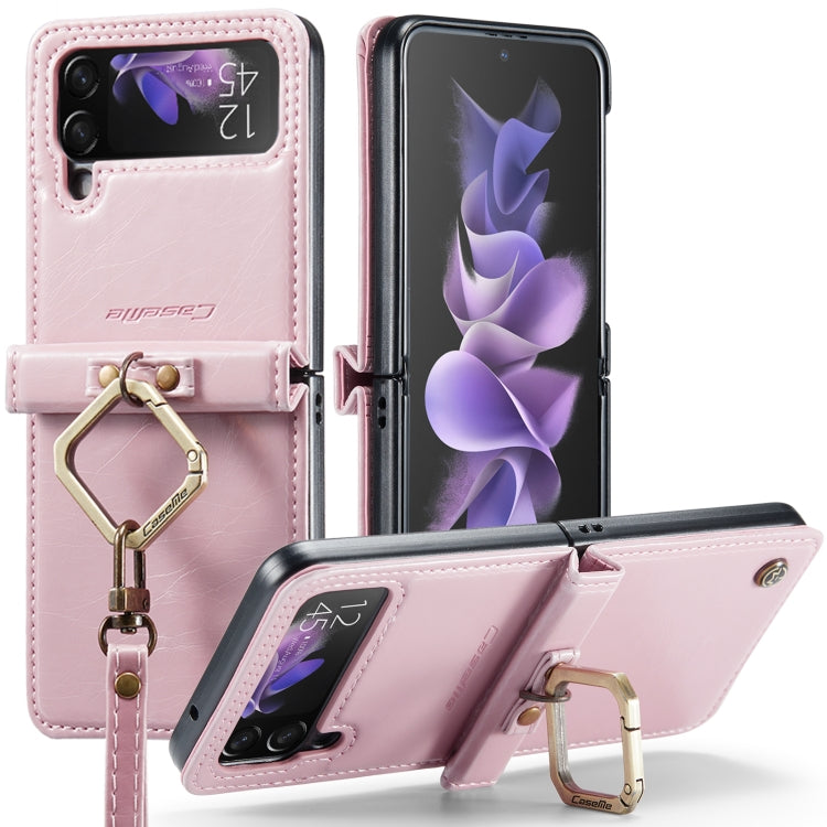 For Samsung Galaxy Z Flip3 5G CaseMe 003 Crazy Horse Texture Leather Phone Case with Lanyard(Rose Gold) - Galaxy Phone Cases by CaseMe | Online Shopping South Africa | PMC Jewellery | Buy Now Pay Later Mobicred