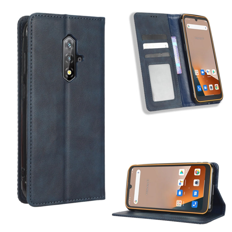 For Blackview BV5200 Magnetic Buckle Retro Texture Leather Phone Case(Blue) - More Brand by PMC Jewellery | Online Shopping South Africa | PMC Jewellery | Buy Now Pay Later Mobicred
