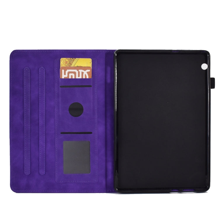 For Huawei MediaPad T5 Tower Embossed Leather Tablet Case(Purple) - Huawei by PMC TechLife | Online Shopping South Africa | PMC TechLife | Buy Now Pay Later Mobicred