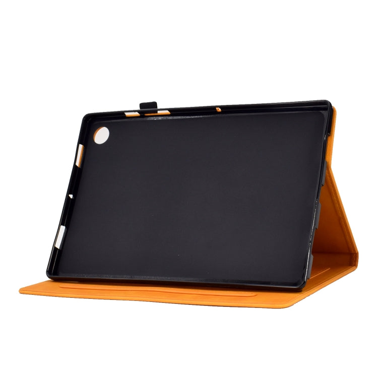 For Lenovo M10 Plus Tower Embossed Leather Smart Tablet Case(Khaki) - Lenovo by PMC TechLife | Online Shopping South Africa | PMC TechLife | Buy Now Pay Later Mobicred