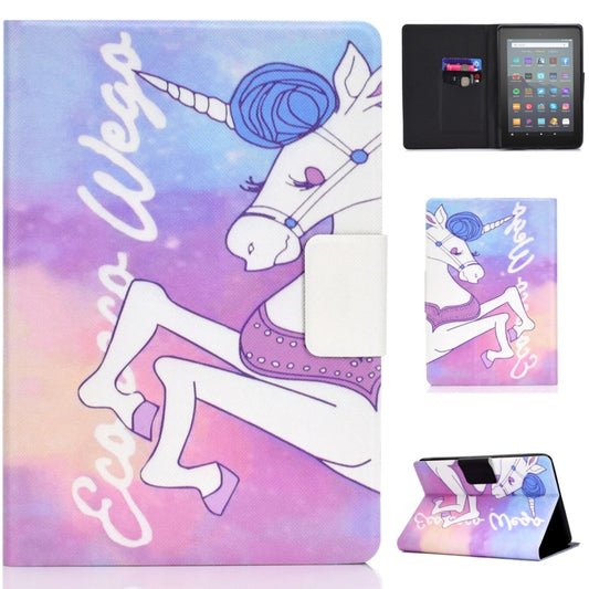 For Amazon Kindle Youth Version 2022 Voltage Colored Drawing Smart Leather Tablet Case(Pink Horse) - Amazon by PMC Jewellery | Online Shopping South Africa | PMC Jewellery | Buy Now Pay Later Mobicred