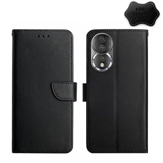 For Honor 80 HT02 Genuine Leather Fingerprint-proof Flip Phone Case(Black) - Honor Cases by PMC Jewellery | Online Shopping South Africa | PMC Jewellery | Buy Now Pay Later Mobicred