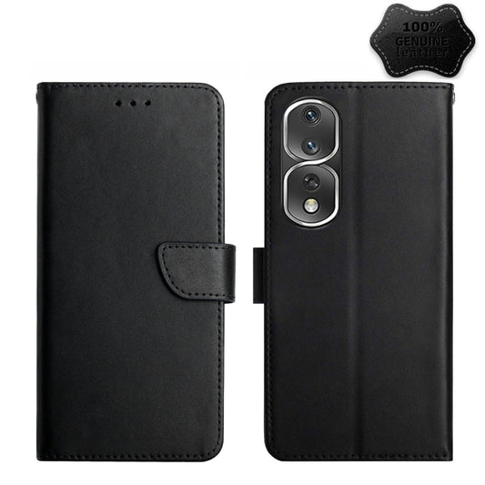 For Honor 80 Pro HT02 Genuine Leather Fingerprint-proof Flip Phone Case(Black) - Honor Cases by PMC Jewellery | Online Shopping South Africa | PMC Jewellery | Buy Now Pay Later Mobicred