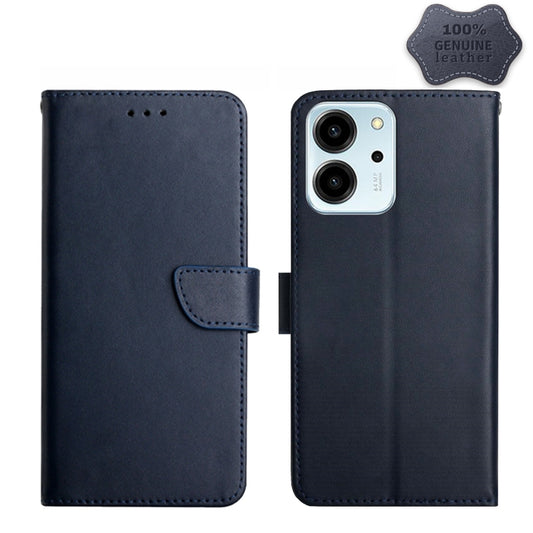 For Honor 80 SE HT02 Genuine Leather Fingerprint-proof Flip Phone Case(Blue) - Honor Cases by PMC Jewellery | Online Shopping South Africa | PMC Jewellery | Buy Now Pay Later Mobicred