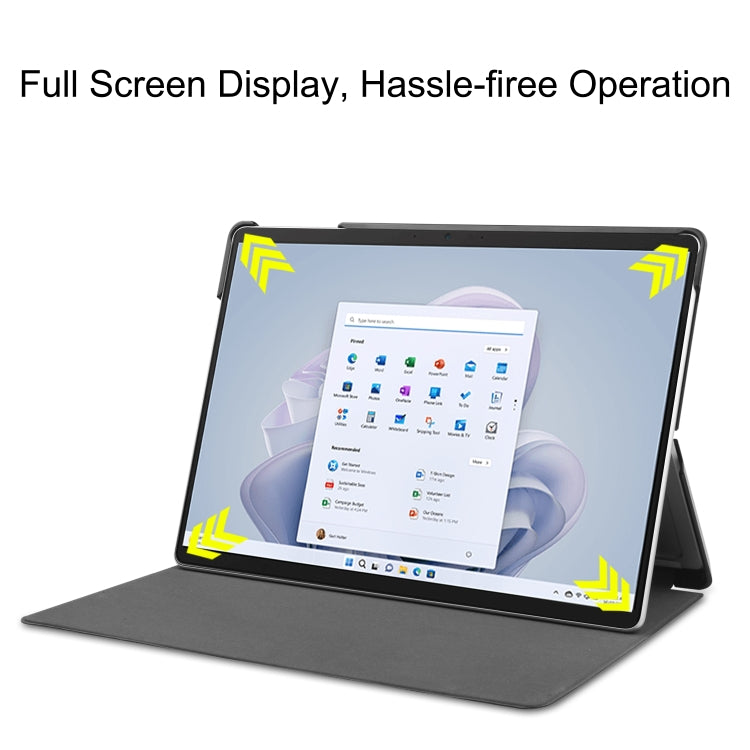 For Microsoft Surface Pro 9 Custer Painted 3-Fold Holder Leather Tablet Case(Apricot Flower) - Microsoft by PMC TechLife | Online Shopping South Africa | PMC TechLife | Buy Now Pay Later Mobicred