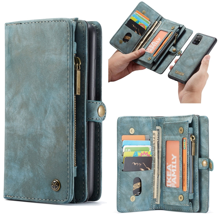 For Galaxy A71 CaseMe Detachable Multifunctional Horizontal Flip Leather Case, with Card Slot & Holder & Zipper Wallet & Photo Frame(Blue) - Galaxy Phone Cases by CaseMe | Online Shopping South Africa | PMC Jewellery | Buy Now Pay Later Mobicred