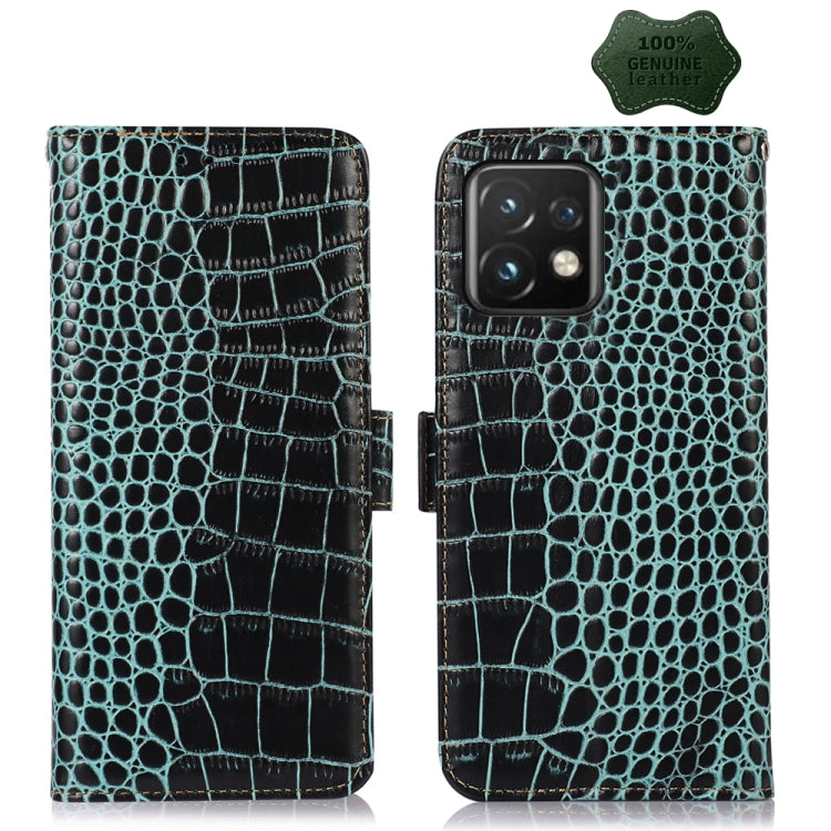 For Motorola Moto X40 Pro Crocodile Top Layer Cowhide Leather Phone Case(Green) - Motorola Cases by PMC TechLife | Online Shopping South Africa | PMC TechLife | Buy Now Pay Later Mobicred