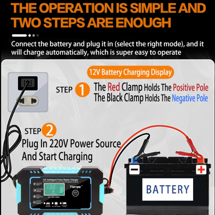 Motorcycle / Car Battery Smart Charger with LCD Creen, Plug Type:AU Plug(Blue) - Battery Charger by PMC TechLife | Online Shopping South Africa | PMC TechLife | Buy Now Pay Later Mobicred