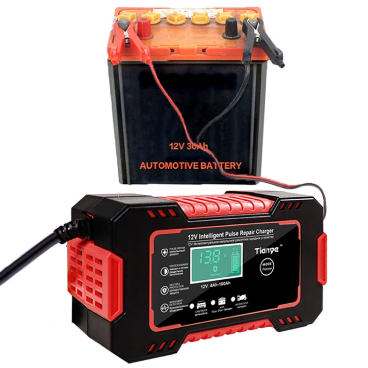 Motorcycle / Car Battery Smart Charger with LCD Creen, Plug Type:US Plug(Red) - Battery Charger by PMC TechLife | Online Shopping South Africa | PMC TechLife | Buy Now Pay Later Mobicred