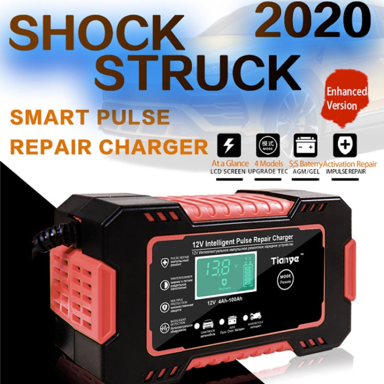 Motorcycle / Car Battery Smart Charger with LCD Creen, Plug Type:AU Plug(Red) - Battery Charger by PMC TechLife | Online Shopping South Africa | PMC TechLife | Buy Now Pay Later Mobicred