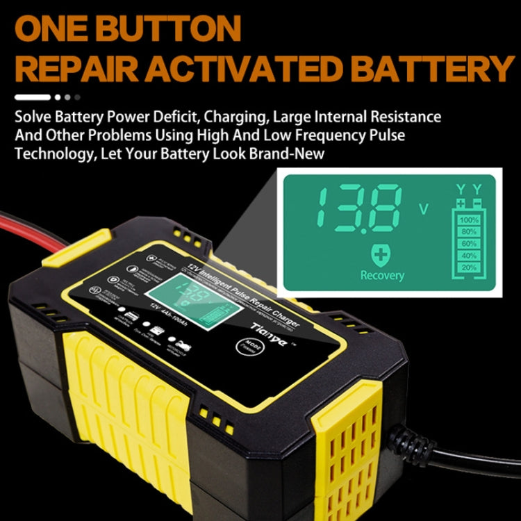 Motorcycle / Car Battery Smart Charger with LCD Creen, Plug Type:EU Plug(Yellow) - Battery Charger by PMC TechLife | Online Shopping South Africa | PMC TechLife | Buy Now Pay Later Mobicred