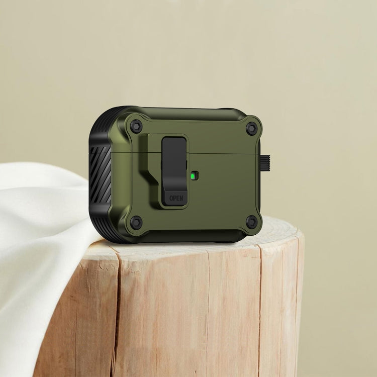 For AirPods Pro 2 Eagle Shockproof Earphone Protective Case with Switch(Army Green) - For AirPods Pro 2 by PMC Jewellery | Online Shopping South Africa | PMC Jewellery | Buy Now Pay Later Mobicred