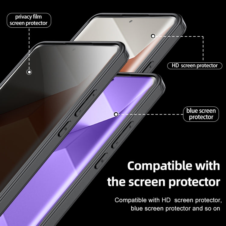 For Xiaomi Redmi Note 13 Pro+ Armor Clear TPU Hard PC Phone Case(Matte Black) - Note 13 Pro+ Cases by PMC Jewellery | Online Shopping South Africa | PMC Jewellery | Buy Now Pay Later Mobicred