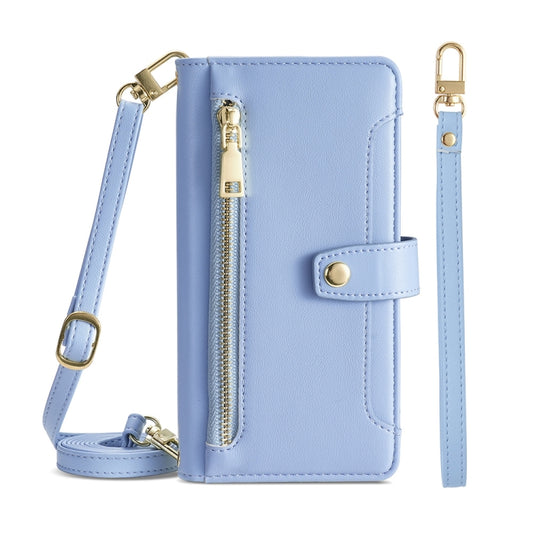 For TCL 40R 5G Sheep Texture Cross-body Zipper Wallet Leather Phone Case(Blue) - More Brand by PMC Jewellery | Online Shopping South Africa | PMC Jewellery | Buy Now Pay Later Mobicred