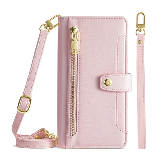 For TCL 40R 5G Sheep Texture Cross-body Zipper Wallet Leather Phone Case(Pink) - More Brand by PMC Jewellery | Online Shopping South Africa | PMC Jewellery | Buy Now Pay Later Mobicred