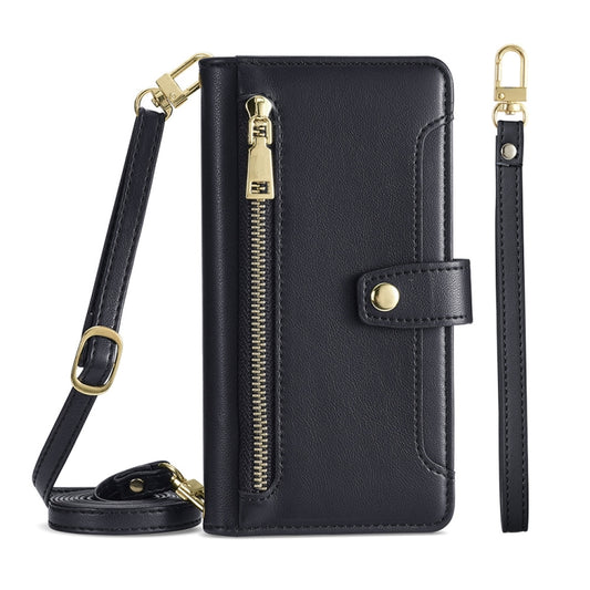 For ASUS Zenfone 8 Flip / ZS672KS Sheep Texture Cross-body Zipper Wallet Leather Phone Case(Black) - Huawei Cases by PMC Jewellery | Online Shopping South Africa | PMC Jewellery | Buy Now Pay Later Mobicred