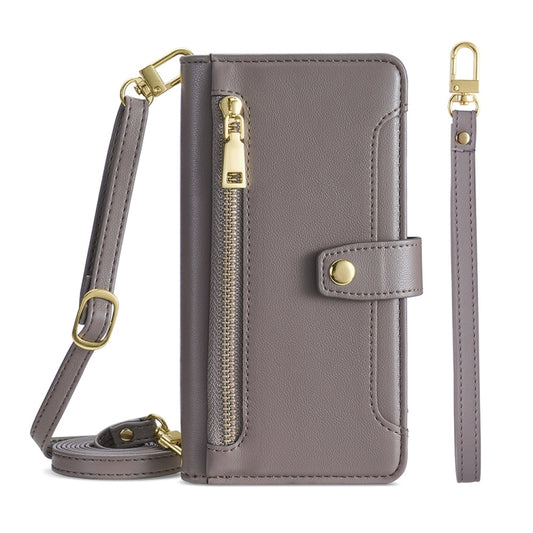 For Huawei Nova 10 Pro Sheep Texture Cross-body Zipper Wallet Leather Phone Case(Grey) - Huawei Cases by PMC Jewellery | Online Shopping South Africa | PMC Jewellery | Buy Now Pay Later Mobicred