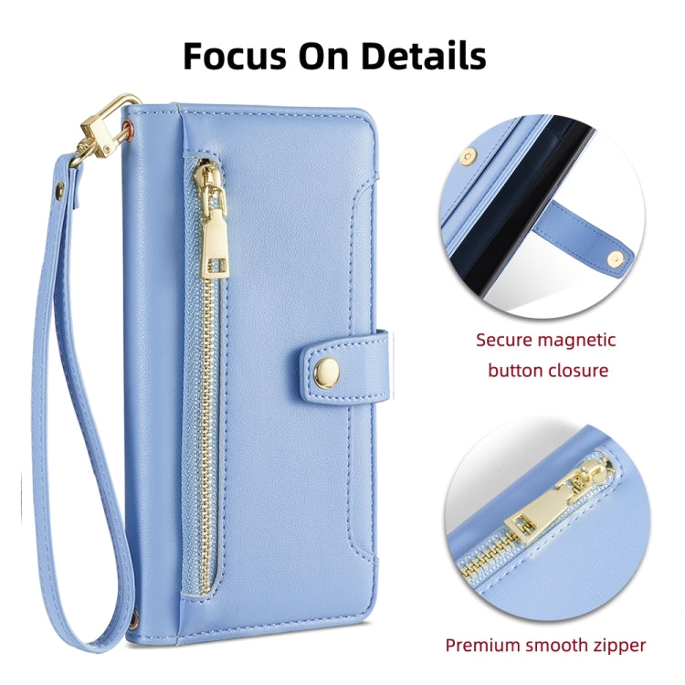 For Nokia X30 5G Sheep Texture Cross-body Zipper Wallet Leather Phone Case(Blue) - Nokia Cases by PMC TechLife | Online Shopping South Africa | PMC TechLife | Buy Now Pay Later Mobicred