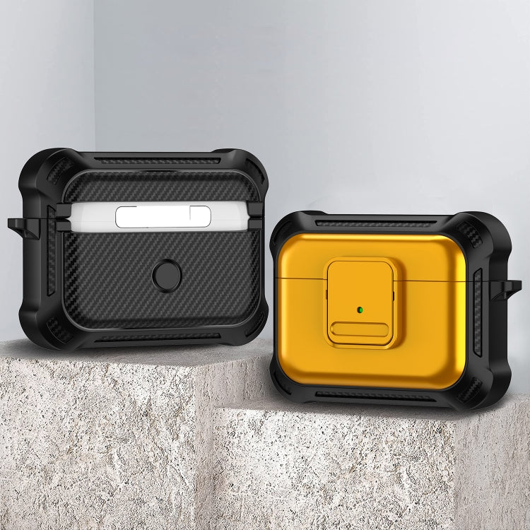 For AirPods Pro TPU + PC Shockproof Earphone Protective Case with Switch(Yellow) - For AirPods Pro by PMC Jewellery | Online Shopping South Africa | PMC Jewellery | Buy Now Pay Later Mobicred
