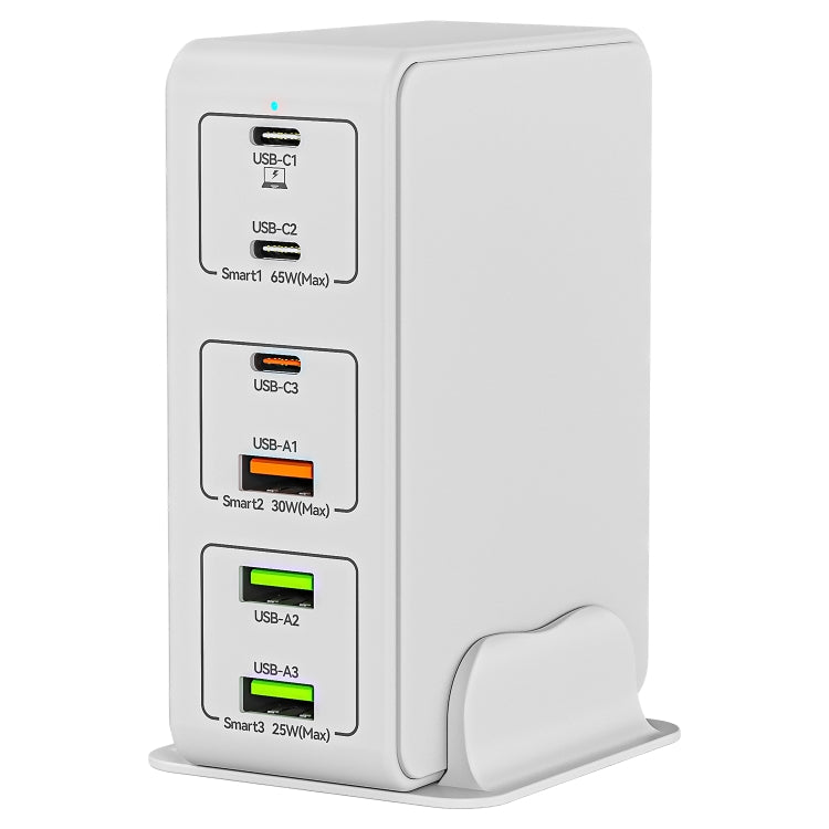 818H 120W Type-C + USB 6-Ports Desktop Fast Charger, Plug Type:UK Plug(White) - Multifunction Charger by PMC Jewellery | Online Shopping South Africa | PMC Jewellery | Buy Now Pay Later Mobicred