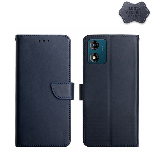 For Motorola Moto E13 4G Genuine Leather Fingerprint-proof Flip Phone Case(Blue) - Motorola Cases by PMC Jewellery | Online Shopping South Africa | PMC Jewellery | Buy Now Pay Later Mobicred