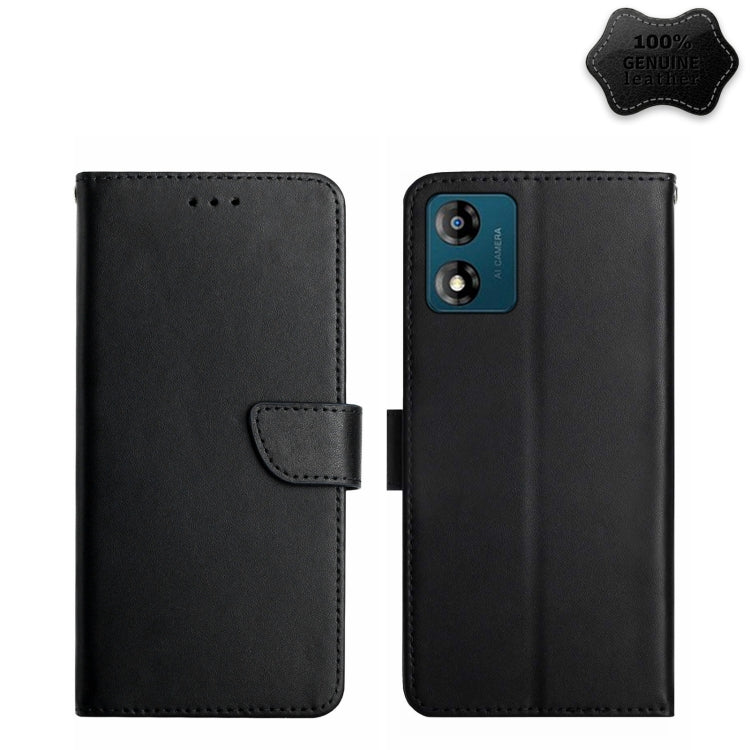 For Motorola Moto E13 4G Genuine Leather Fingerprint-proof Flip Phone Case(Black) - Motorola Cases by PMC TechLife | Online Shopping South Africa | PMC TechLife | Buy Now Pay Later Mobicred
