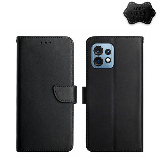 For Motorola Edge+ 2023 Genuine Leather Fingerprint-proof Flip Phone Case(Black) - Motorola Cases by PMC Jewellery | Online Shopping South Africa | PMC Jewellery | Buy Now Pay Later Mobicred