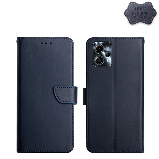 For Motorola Moto G23 4G/G13 4G Genuine Leather Fingerprint-proof Flip Phone Case(Blue) - Motorola Cases by PMC Jewellery | Online Shopping South Africa | PMC Jewellery | Buy Now Pay Later Mobicred