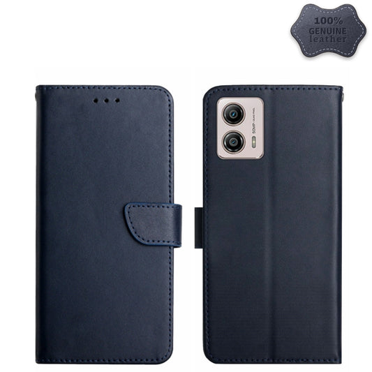 For Motorola Moto G53 5G/G13/G23 Genuine Leather Fingerprint-proof Flip Phone Case(Blue) - Motorola Cases by PMC Jewellery | Online Shopping South Africa | PMC Jewellery | Buy Now Pay Later Mobicred