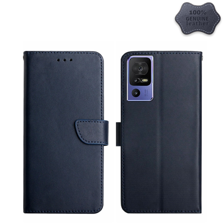 For TCL 40 SE Genuine Leather Fingerprint-proof Flip Phone Case(Blue) - More Brand by PMC TechLife | Online Shopping South Africa | PMC TechLife | Buy Now Pay Later Mobicred