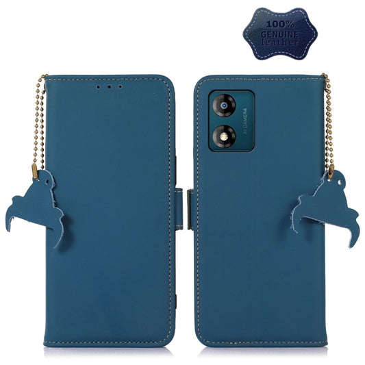 For Motorola Moto G53 5G Genuine Leather Magnetic RFID Leather Phone Case(Blue) - Motorola Cases by PMC Jewellery | Online Shopping South Africa | PMC Jewellery | Buy Now Pay Later Mobicred