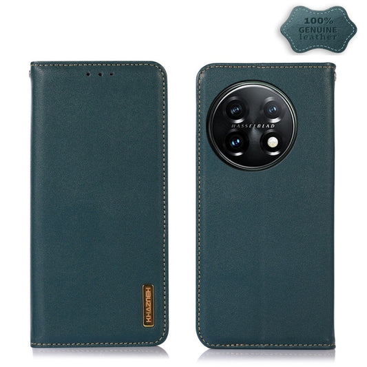 For OnePlus 11 5G KHAZNEH Nappa Top Layer Cowhide Leather Phone Case(Green) - OnePlus Cases by PMC Jewellery | Online Shopping South Africa | PMC Jewellery | Buy Now Pay Later Mobicred