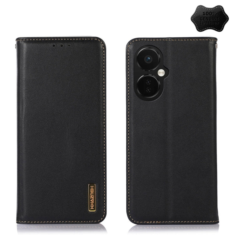 For OnePlus Nord CE 3 Lite KHAZNEH Nappa Top Layer Cowhide Leather Phone Case(Black) - OnePlus Cases by PMC TechLife | Online Shopping South Africa | PMC TechLife | Buy Now Pay Later Mobicred