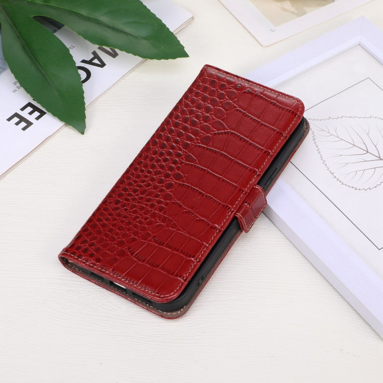 For Motorola Moto G53 5G Crocodile Top Layer Cowhide RFID Leather Phone Case(Red) - Motorola Cases by PMC TechLife | Online Shopping South Africa | PMC TechLife | Buy Now Pay Later Mobicred