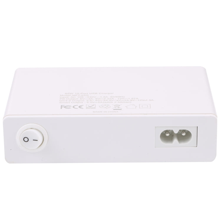 MFT-03Q 10 in 1 65W QC3.0 USB Smart Fast Charger, Plug Type:AU Plug(White) - USB Charger by PMC TechLife | Online Shopping South Africa | PMC TechLife | Buy Now Pay Later Mobicred