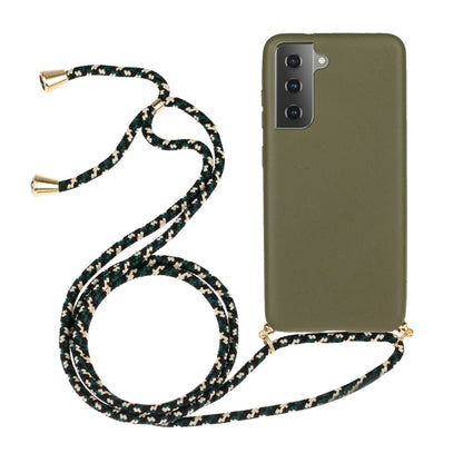 For Samsung Galaxy A54 5G Wheat Straw Material + TPU Phone Case with Lanyard(Army Green) - Galaxy Phone Cases by PMC Jewellery | Online Shopping South Africa | PMC Jewellery