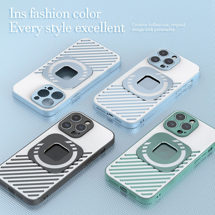 For iPhone 14 Pro R-JUST Square Round Mirror PC+TPU Phone Case(Blue) - iPhone 14 Pro Cases by R-JUST | Online Shopping South Africa | PMC TechLife