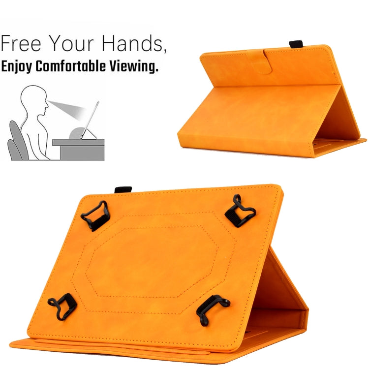 For 10 inch Tablets Peony Butterfly Embossed Leather Tablet Case(Khaki) - 10 - 11 inch by PMC TechLife | Online Shopping South Africa | PMC TechLife | Buy Now Pay Later Mobicred