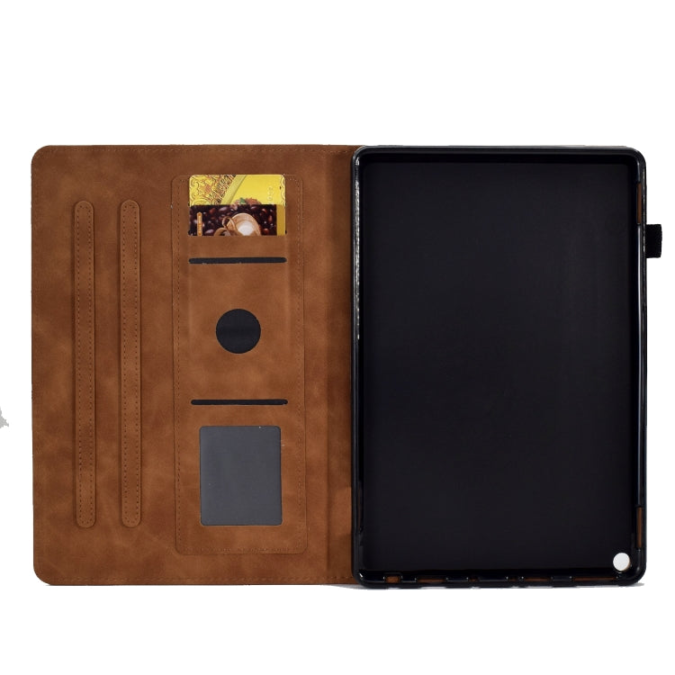 For Amazon Kindle Fire HD8 2020 Peony Butterfly Embossed Leather Smart Tablet Case(Brown) - Amazon by PMC TechLife | Online Shopping South Africa | PMC TechLife | Buy Now Pay Later Mobicred