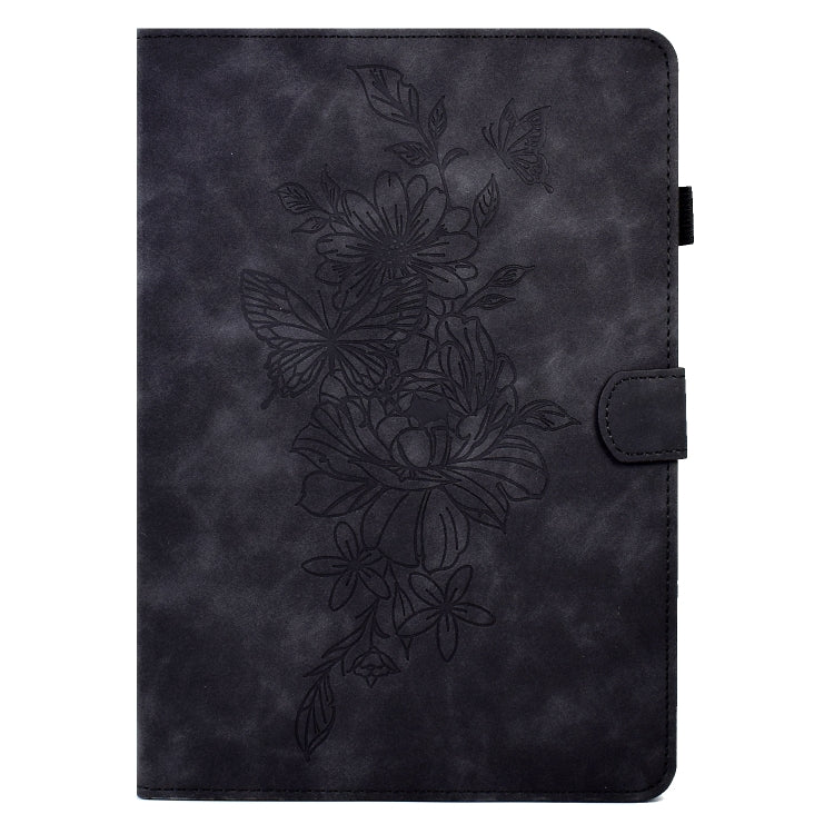 For Amazon Kindle Fire 7 2019/2017/2015 Peony Butterfly Embossed Leather Smart Tablet Case(Black) - Amazon by PMC TechLife | Online Shopping South Africa | PMC TechLife | Buy Now Pay Later Mobicred