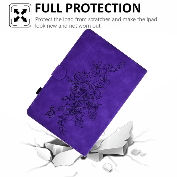 For Amazon Kindle Fire 7 2022 Peony Butterfly Embossed Leather Smart Tablet Case(Purple) - Amazon by PMC TechLife | Online Shopping South Africa | PMC TechLife | Buy Now Pay Later Mobicred