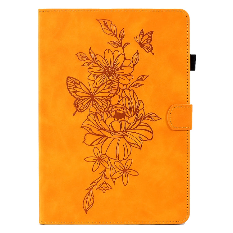 For Amazon Kindle Fire 7 2022 Peony Butterfly Embossed Leather Smart Tablet Case(Khaki) - Amazon by PMC TechLife | Online Shopping South Africa | PMC TechLife | Buy Now Pay Later Mobicred