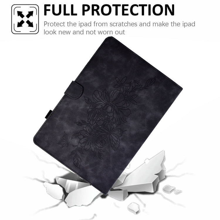 For Amazon Kindle Paperwhite 4/3/2/1 Peony Butterfly Embossed Leather Smart Tablet Case(Black) - Amazon by PMC TechLife | Online Shopping South Africa | PMC TechLife | Buy Now Pay Later Mobicred