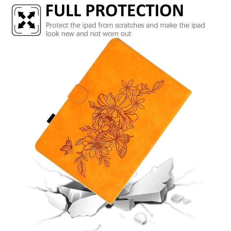 For Amazon Kindle Paperwhite 5 Peony Butterfly Embossed Leather Smart Tablet Case(Khaki) - Amazon by PMC TechLife | Online Shopping South Africa | PMC TechLife | Buy Now Pay Later Mobicred
