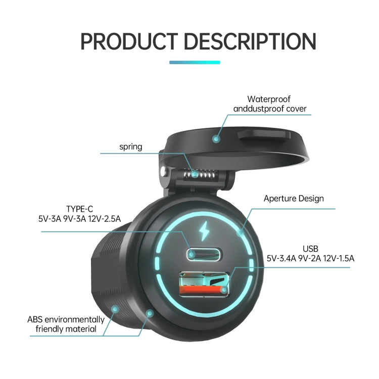 ZH-1786A2 QC3.0 USB-A + Type-C Dual Interface Car Charger, Cable Length: 60cm - DIY Modified Charger by PMC TechLife | Online Shopping South Africa | PMC TechLife | Buy Now Pay Later Mobicred
