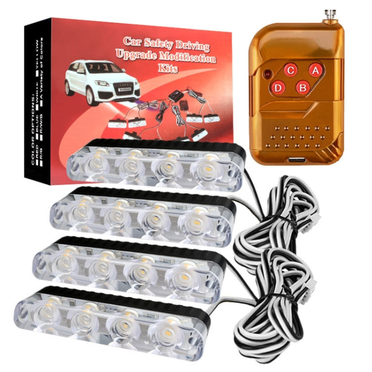 4 in 1 Car 16LEDs Grille Flash Lights Warning Lights with Wireless Remote Control(Blue) - Warning Lights by PMC TechLife | Online Shopping South Africa | PMC TechLife | Buy Now Pay Later Mobicred