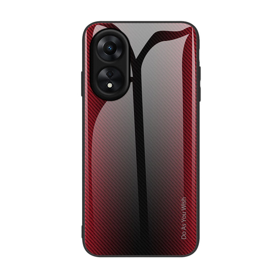 For OPPO A17 Texture Gradient Glass TPU Phone Case(Red) - OPPO Cases by PMC Jewellery | Online Shopping South Africa | PMC Jewellery | Buy Now Pay Later Mobicred