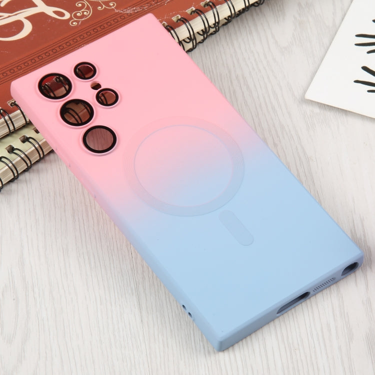 For Samsung Galaxy S23 5G Liquid TPU Silicone Gradient MagSafe Phone Case(Pink Blue) - Galaxy S23 5G Cases by PMC TechLife | Online Shopping South Africa | PMC TechLife