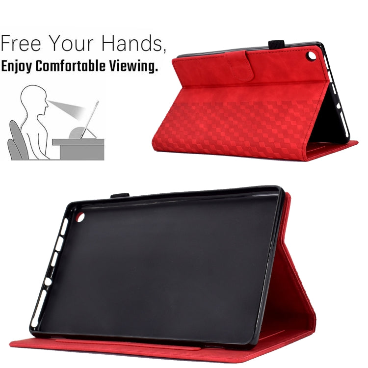 For Amazon Kindle Fire HD8 2018 / 2017 / 2016 Rhombus Embossed Leather Tablet Case(Red) - Amazon by PMC TechLife | Online Shopping South Africa | PMC TechLife | Buy Now Pay Later Mobicred