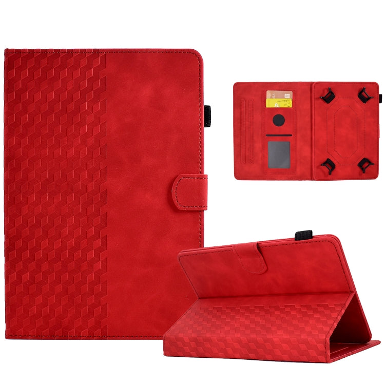 For 7.0 inch Universal Tablet Rhombus Embossed Leather Case(Red) - free shipping - PMC TechLife - Order now!